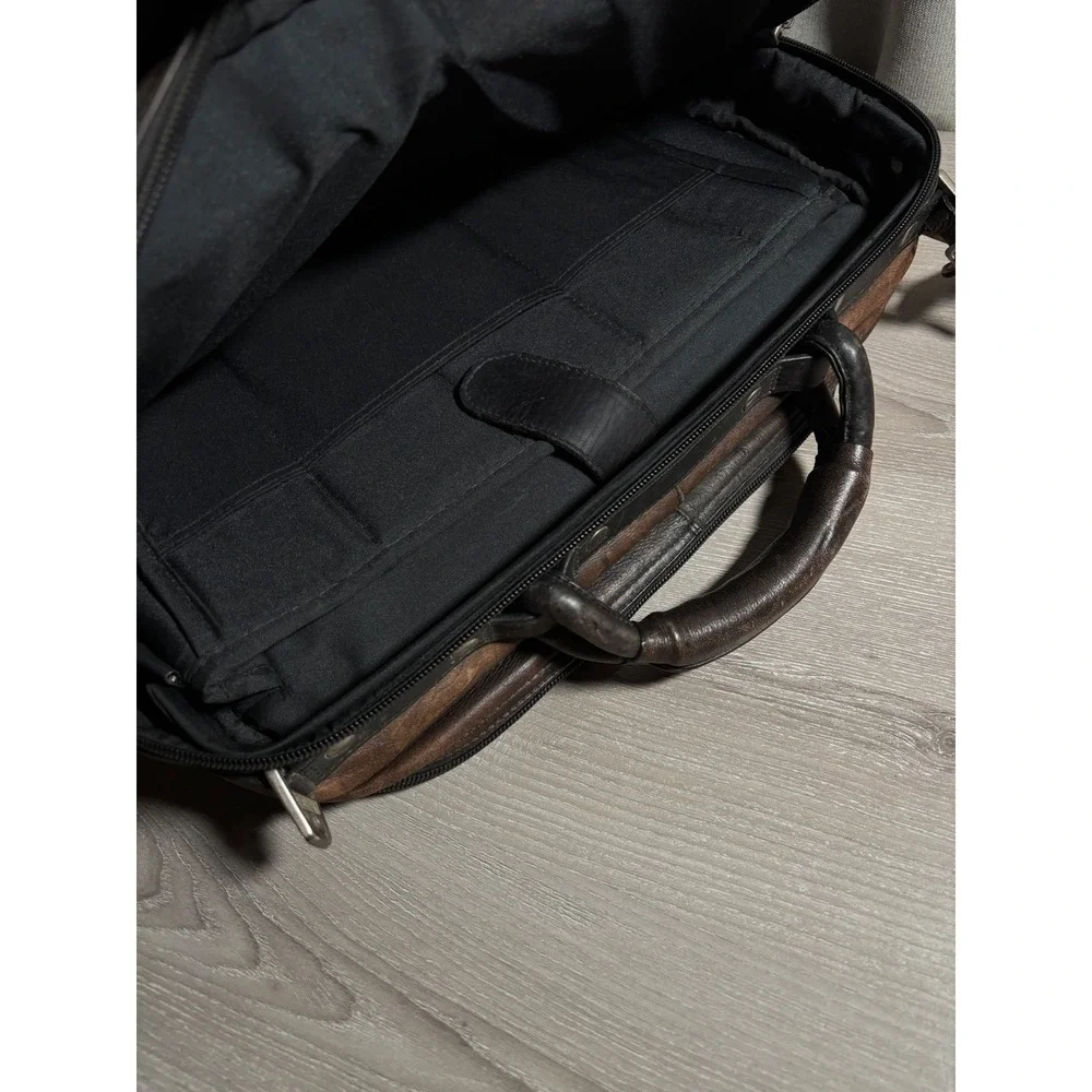 Avenues in America Mens Brown Leather Briefcase Laptop Bag Distressed Vintage